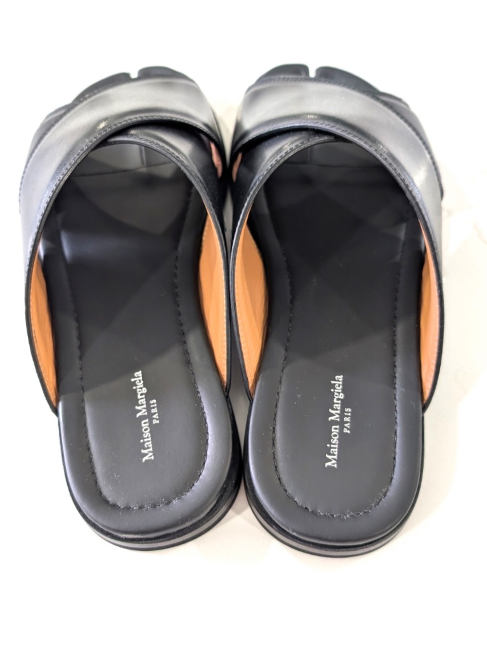 Maison Margiela Tabi Numbers Crossed Leather Sandals Black Slide 40 NIB $1250 - Picture 5 of 17
